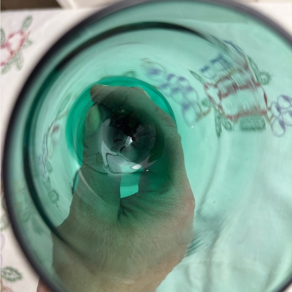 Set of 2 vintage 70s Libbey juniper green wine glasses - Picture 2 of 8